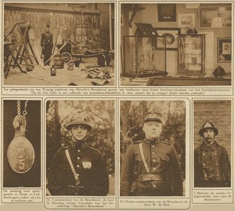 870518 Collage van 6 foto's betreffende het 75-jarig bestaan van het Gezelschap Utrechts Brandweer. Met foto's van ...